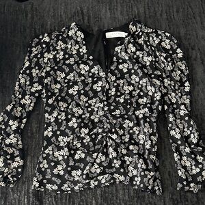 Astr Black and White Floral Blouse